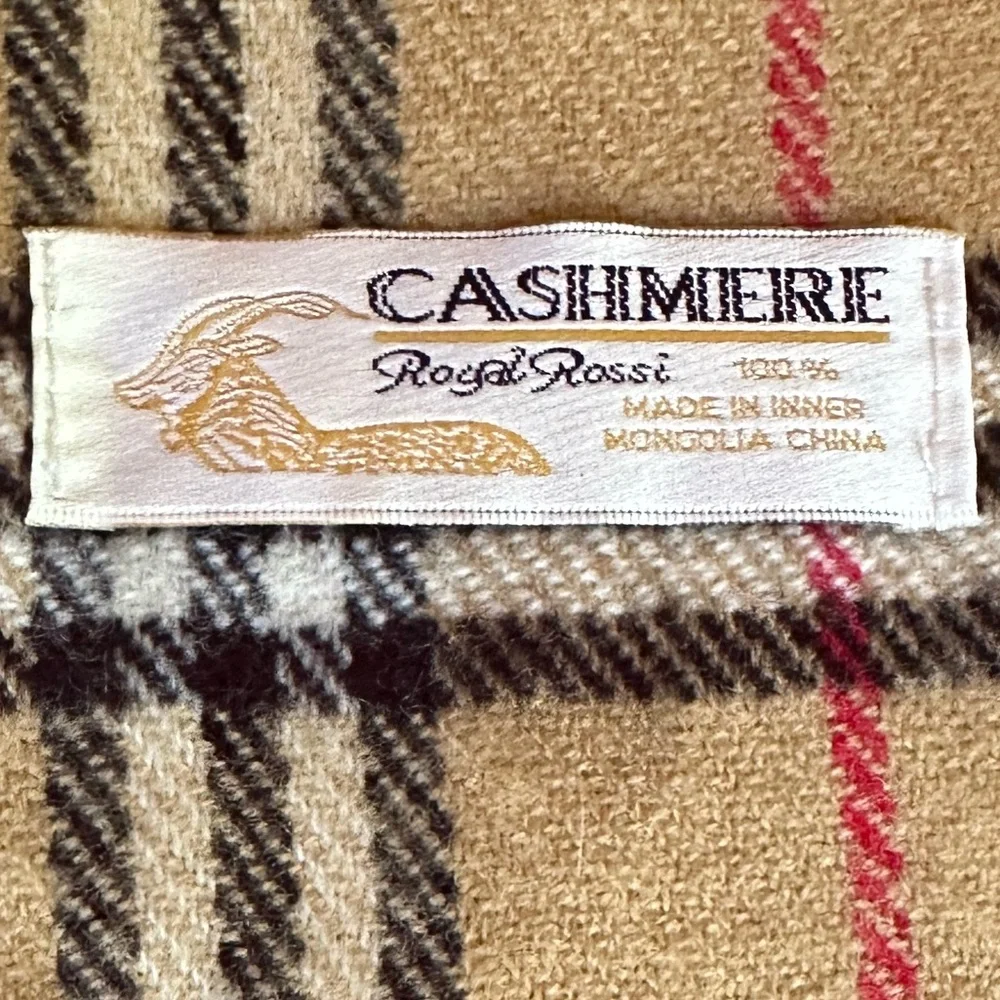Cashmere Quiet Luxury New England Plaid Classic Vintage Neutral Scarf ~ Unisex